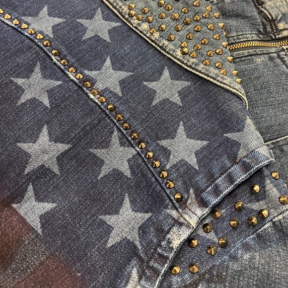 Vintage [GUESS] Americana Studded Denim | Asymmetrical USA Blue Jean Jacket | XS - Picture 6 of 16